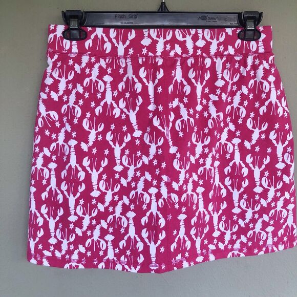 T by Talbots Skort Women M Pink Lobster Print PullOn Skirt W/ Shorts Golf Tennis - Picture 6 of 12